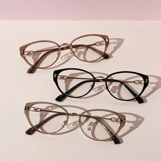 Eyecandys Bonbon Prescription Reading Glasses in Black Gold, Tortoiseshell, and Brown frame with Blue Light Blocking, Zeiss HMC lenses, Photochromic UV Responsive (Transition Glasses), Polarized Sunglasses for optimal vision and eye protection