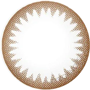 Lens design of Seed EyeCandys Coffret Base Make Brown (10pk) color contact lens showing soft brown pattern for dark eyes