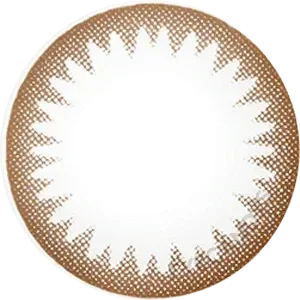 Lens design of Seed EyeCandys Coffret Base Make Brown (10pk) color contact lens showing soft brown pattern for dark eyes