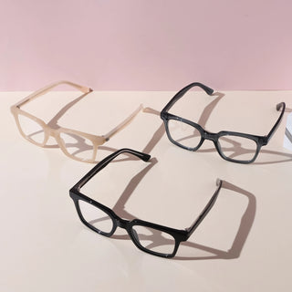 Eyecandys Hotshot Unisex Square Full Frame Acetate Glasses in Tortoiseshell, Pink, Black, and Blue, combining sleek style with comfort. A timeless design for those seeking a bold eyewear choice