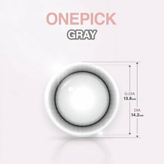 EyeCandys I-Girl One Pick Natural Gray contact lens design and diameter close-up, natural looking cosmetic lenses