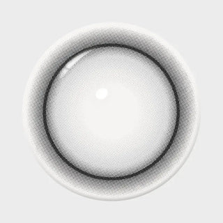 Close-up of EyeCandys I-Girl One Pick Natural Gray contact lens showing detailed lens design and natural cosmetic look