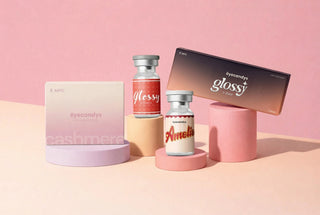 EyeCandys lens bundle with Cashmere, Glossy, and Amelie series packaging, showing multiple contact lens colors.