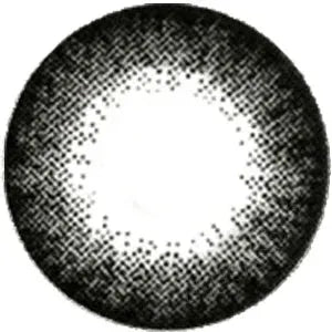 Lens design of EyeCandys NEO Extra Dali Black color contact lens for dark eyes, featuring a bold black limbal ring to enlarge the iris; available in prescription contact lenses