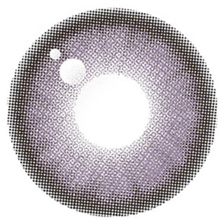 Pixel detail in the design of Eyecandys' Poppy Violet colored contact lens displayed on a white backdrop.