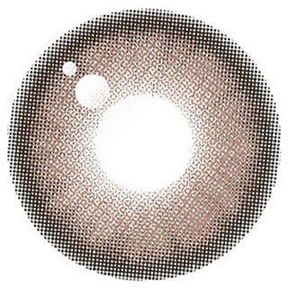 Pixel detail in the design of Zoe Brown colored circle contact lens displayed on a white backdrop.