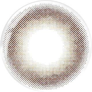 Design of the Feliamo 1-Day Affogato (10pk) prescription colour contact lens dailies from Eyecandys on a white background, showing the fine pixel detail and enlarging limbal ring.