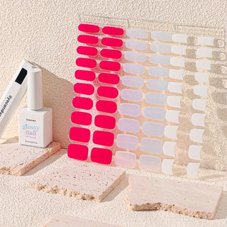 EyeCandys Semi-Cured Gel Nail Stickers with UV Lamp and Glossy Nail Top Glaze. Includes trendy nail designs, easy application, and long-lasting wear. Perfect for at-home manicures and salon-quality results