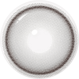 Design of the i-Sha Dekame Hug Me Grey coloured contact lens from Eyecandys on a white background, showing the pixel dotted detail and limbal ring.