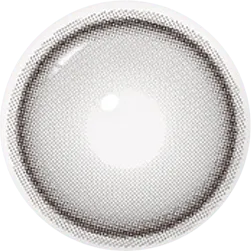 Design of the i-Sha Dekame Hug Me Grey coloured contact lens from Eyecandys on a white background, showing the pixel dotted detail and limbal ring.