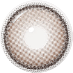 Design of the i-Sha Dekame Hug Me Taupe coloured contact lens from Eyecandys on a white background, showing the pixel dotted detail and limbal ring.