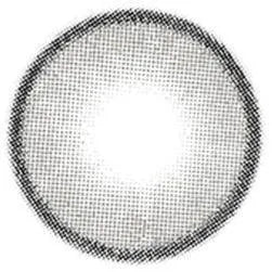 Design of the i-Sha Jadey Mono Grey coloured contact lens from Eyecandys on a white background, showing the pixel dotted detail and limbal ring.