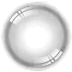 Design of the i-Sha Ariel Grey coloured contact lens from Eyecandys on a white background, showing the pixel dotted detail and limbal ring.