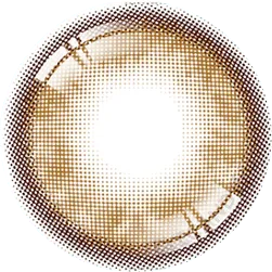 Design of the i-Sha Molton 1-Day Amber Brown (10pk) coloured contact lens from Eyecandys on a white background, showing the pixel dotted detail and limbal ring.