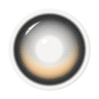 Lens design of EyeCandys i-Sha Dekame Kiss Me 1-Day Yuzu Boom Brown featuring a warm brown pattern with a subtle natural blending ring