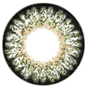 Design of the Bambi Green coloured contact lens from Eyecandys on a white background, showing the pixel detail