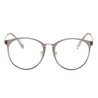 Infinity oversized vintage-inspired prescription eyeglasses, available in blue light blocking lenses and in readers with magnification, from EyeCandys. Pictured is the Coffee (brown) color.