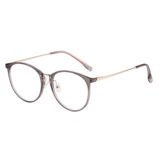 Infinity oversized vintage-inspired prescription eyeglasses, available in blue light blocking lenses and in readers with magnification, from EyeCandys. Pictured is the Coffee (brown) color.