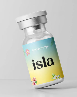 EyeCandys Isla contact lens glass vial bottle – stylish and compact packaging for color contact lenses, including prescription colored contact lenses