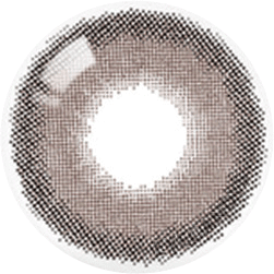 Design of the Lensrang Comely Choco prescription colour contact lenses from Eyecandys on a white background, showing the fine pixel detail and enlarging limbal ring.