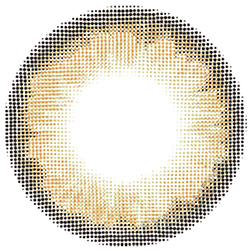 Design of the Lensrang Hello Brown prescription colour contact lenses from Eyecandys on a white background, showing the fine pixel detail and enlarging limbal ring.