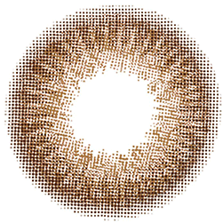 Design of the Lensrang Hibiscus Rich Brown prescription colour contact lenses from Eyecandys on a white background, showing the fine pixel detail and enlarging limbal ring.