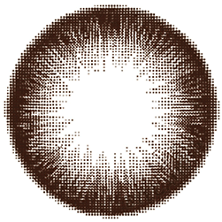 Design of the Lensrang Iwwiny Choco prescription colour contact lenses from Eyecandys on a white background, showing the fine pixel detail and enlarging limbal ring.