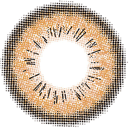 Design of the Lensrang Spell Brown prescription colour contact lenses from Eyecandys on a white background, showing the fine pixel detail and enlarging limbal ring.