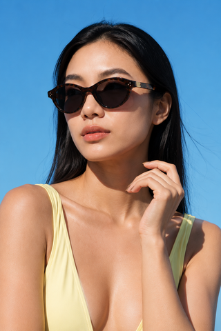 Loretta Tortoiseshell sunglasses model shot