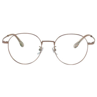 Frontal view of  Round vintage glasses frames in brushed gold on a white background