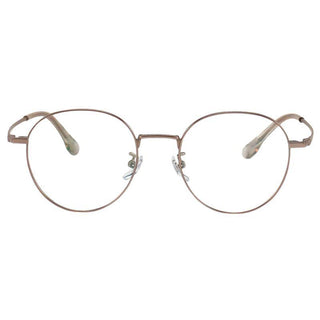Frontal view of Round vintage glasses frames in brushed gold on a white background