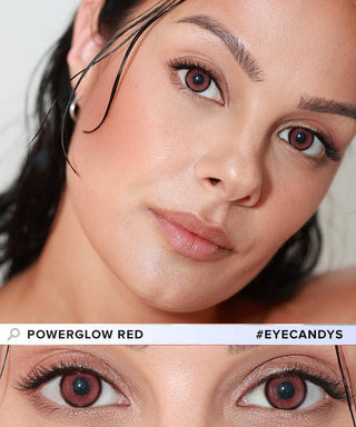 Marina wearing Eyecandys PowerGlow reddish pink colored contact lenses – vibrant prescription colored contact lenses with a striking glow effect. Suitable for daily wear, also available as toric contact lenses and color contact lenses for astigmatism