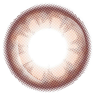 A circular pattern inspired by Bausch & Lomb Lacelle Merry Mocha (30pk) lenses, featuring a donut-shaped ring of brown and beige halftone dots that intensify toward the edge, while the center stays white and clear.
