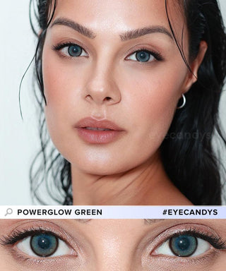Marina wearing EyeCandys Powerglow Turquoise Green colored contact lenses – prescription colored contact lenses with vibrant color, also available as toric contact lenses. Stylish and comfortable color contact lenses perfect for everyday wear