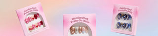 Variety of EyeCandys press on nails featuring trendy nail art designs