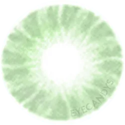 Close up detailed view of Shade Green contact lens design showing dots and a radial pattern by EyeCandys