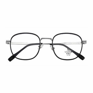 front view of Stunner Square in black silver color prescription eyeglasses, available in blue light blocking lenses and in readers with magnification, from EyeCandys