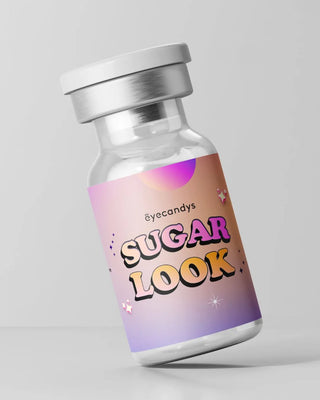 EyeCandys Sugar Look contact lens glass vial bottle – stylish glass vial packaging for color contact lenses, including prescription colored contact lenses