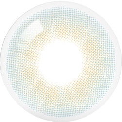 Design of the Olola Able Blue (KR) colored prescription contact lenses from Eyecandys on a white background, showing detailed dotted patterns designed to enhance the iris.