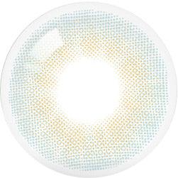 Design of the Olola Able Blue (KR) colored prescription contact lenses from Eyecandys on a white background, showing detailed dotted patterns designed to enhance the iris.