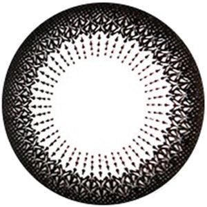 Single Lacelle Modest Black contact lens on a white surface showing the pixel detail