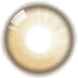 Design of the Olola Dahlia Brown (KR) colored prescription contact lenses from Eyecandys on a white background, showing detailed dotted patterns designed to enhance the iris.