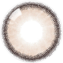 Design of the Olola Dearsome Milk Brown (KR) colored prescription contact lenses from Eyecandys on a white background, showing detailed dotted patterns designed to enhance the iris.