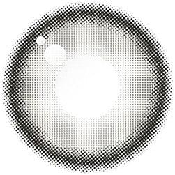 Design of the Gemhour Demeter 1-Day Ash Grey (10pk) prescription color contact lens dailies from Eyecandys on a white background, showing the fine pixel detail and enlarging limbal ring.