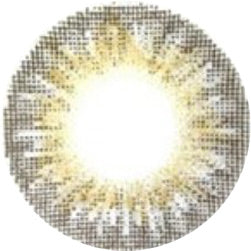 Close up detailed view of a grey contact lens design showing dots and a radial pattern designed to cover underlying iris color