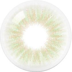 Design of the Olola Heiress Olive (KR) colored prescription contact lenses from Eyecandys on a white background, showing detailed dotted patterns designed to enhance the iris.