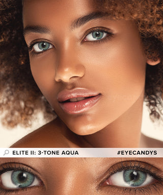 Innovision Elite II: 3-tone Aqua Natural Color Contact Lens for Dark Eyes - EyeCandys