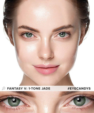Innovision Fantasy V: 1-tone Jade colored contacts lens for dark eyes - EyeCandys