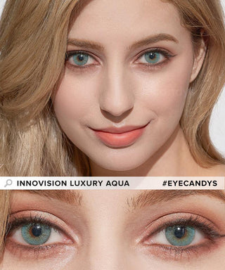 Innovision Luxury Aqua Natural Color Contact Lens for Dark Eyes - EyeCandys