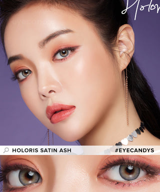LensMe Holoris Satin Ash Grey Colored Contacts Circle Lenses - EyeCandys